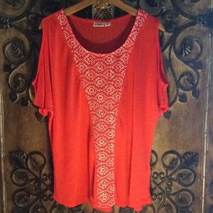 Cato XL knit cold shoulder shirt